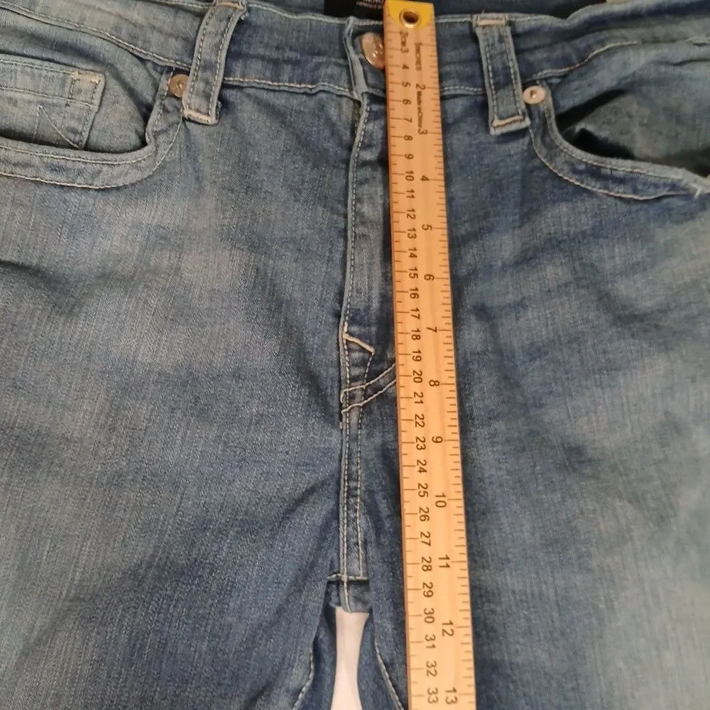 True Religion Mens Geno Relaxed Slim Medium Wash Blue Jeans Straight Leg 36x33